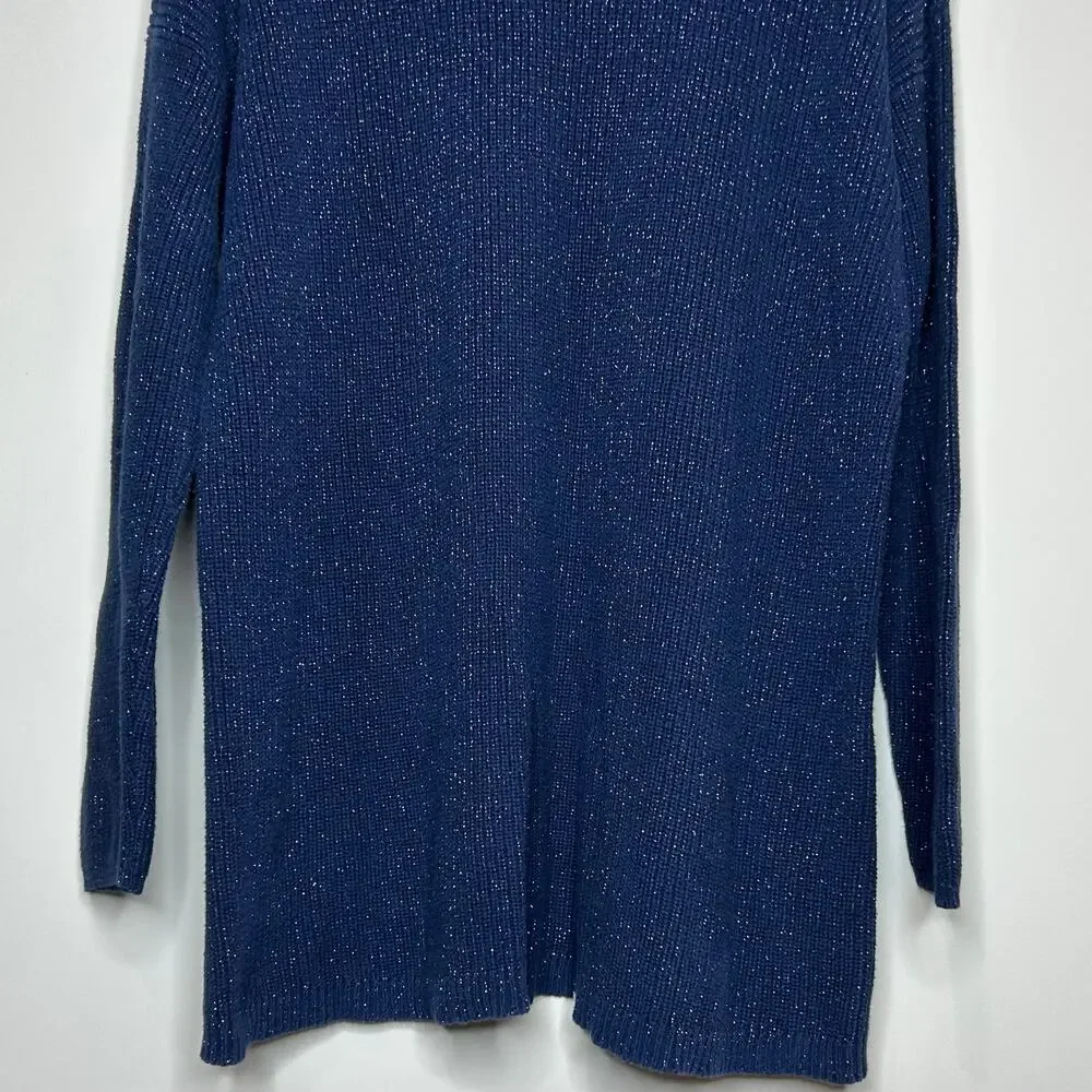 a.n.a. A New Approach Blue and Silver Knit Tunic Sweater Size XXL Pullover - Picture 8 of 9
